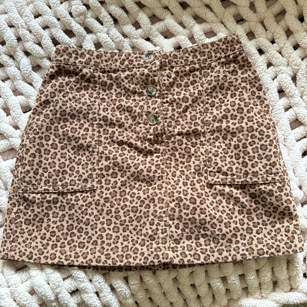 Mini Boden corduroy leopard print skirt